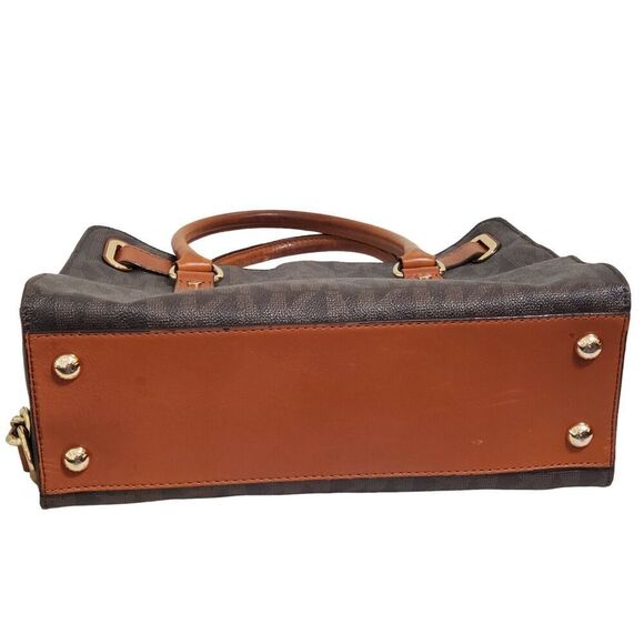 Michael Kors Hamilton bag Satchel Brown Logo Canvas Gold Chain Lock Shoulder - Picture 8 of 12